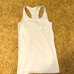 Racer-Back “S•Q•U•A•D” Tank Top With Friends Print